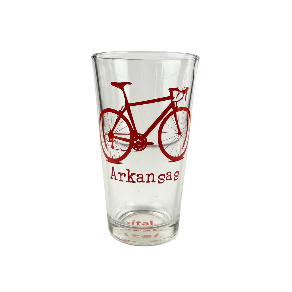 Arkansas road bike pint glass