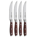 4 piece steak knife set with wooden handles and stainless blades