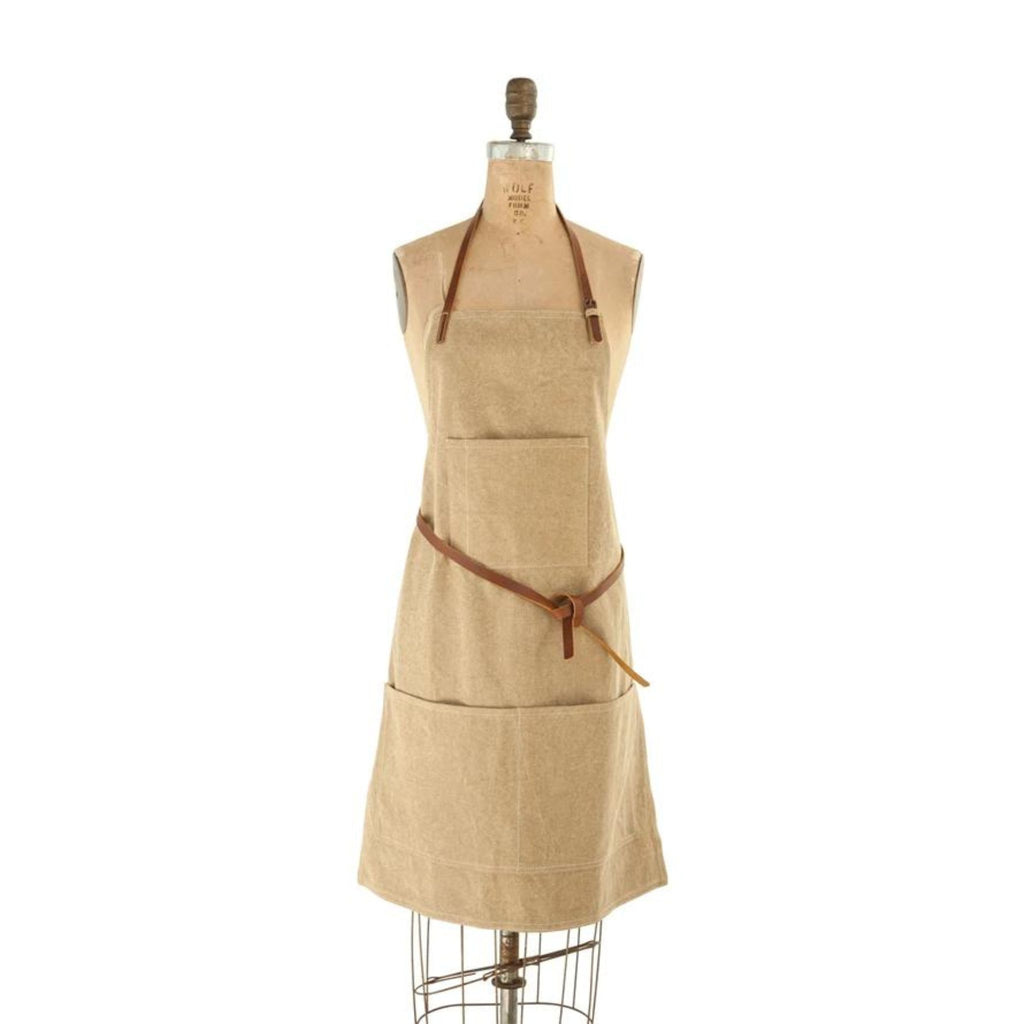 Apron - Cotton Canvas w/Pockets & Leather Ties